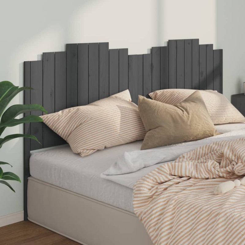vidaXL Kopfteil Grau 206x4x110 cm Massivholz Kiefer