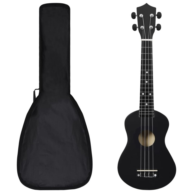 vidaXL Sopran-Ukulele-Set mit Tasche für Kinder Schwarz 23" vidaXL Sopran-Ukulele-Set mit Tasche für Kinder Schwarz 23"