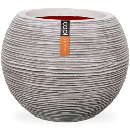 Capi Vase Blumentopf "Nature Rib" Kugelform 40 x 32 cm Elfenbein  