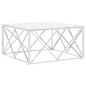 vidaXL Couchtisch Silbern 80x80x40 cm Edelstahl und Glas vidaXL Couchtisch Silbern 80x80x40 cm Edelstahl und Glas