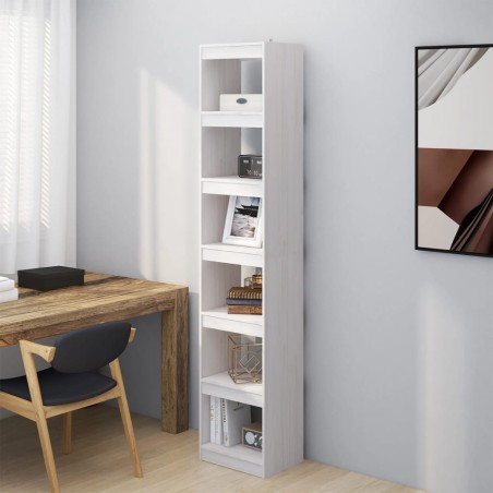 vidaXL Bücherregal/Raumteiler Weiß 40x30x199 cm Massivholz Kiefer