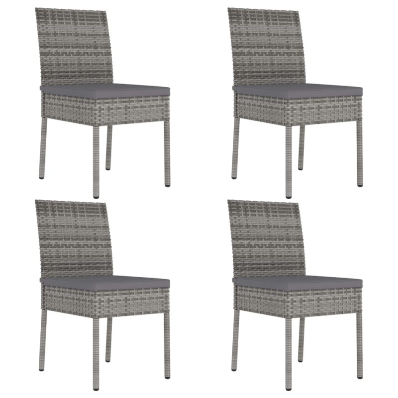 vidaXL Garten-Essstühle 4 Stk. Poly Rattan Grau vidaXL Garten-Essstühle 4 Stk. Poly Rattan Grau