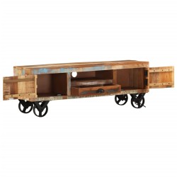 vidaXL TV-Schrank mit Rädern 110x30x37 cm Altholz Massiv