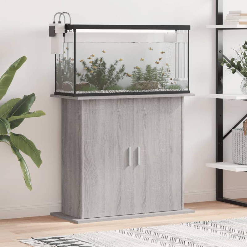 vidaXL Aquariumständer Grau Sonoma 81x36x73 cm Holzwerkstoff vidaXL Aquariumständer Grau Sonoma 81x36x73 cm Holzwerkstoff