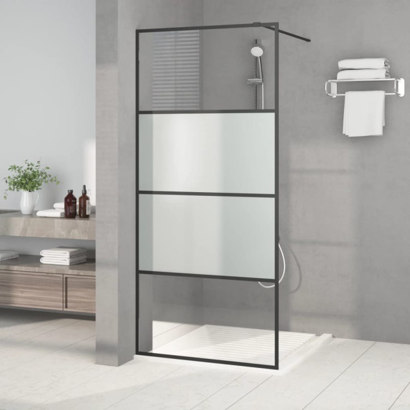 vidaXL Duschwand für Begehbare Dusche Schwarz 90x195cm Halbmatt ESG vidaXL Duschwand für Begehbare Dusche Schwarz 90x195cm Halbmatt ESG
