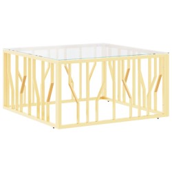vidaXL Couchtisch Golden 80x80x40 cm Edelstahl und Glas