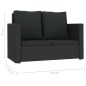 vidaXL 2-tlg. Garten-Lounge-Set mit Kissen Poly Rattan Schwarz vidaXL 2-tlg. Garten-Lounge-Set mit Kissen Poly Rattan Schwarz