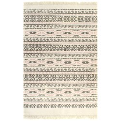 vidaXL Kelim-Teppich Baumwolle 120x180 cm mit Muster Grau/Rosa