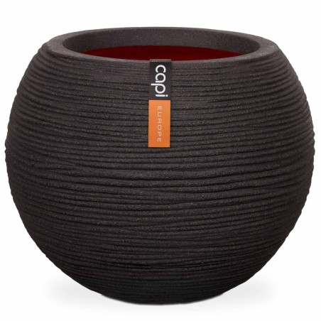 Capi Blumentopf Nature Rib Kugel 40 x 32 cm Schwarz KBLR270 