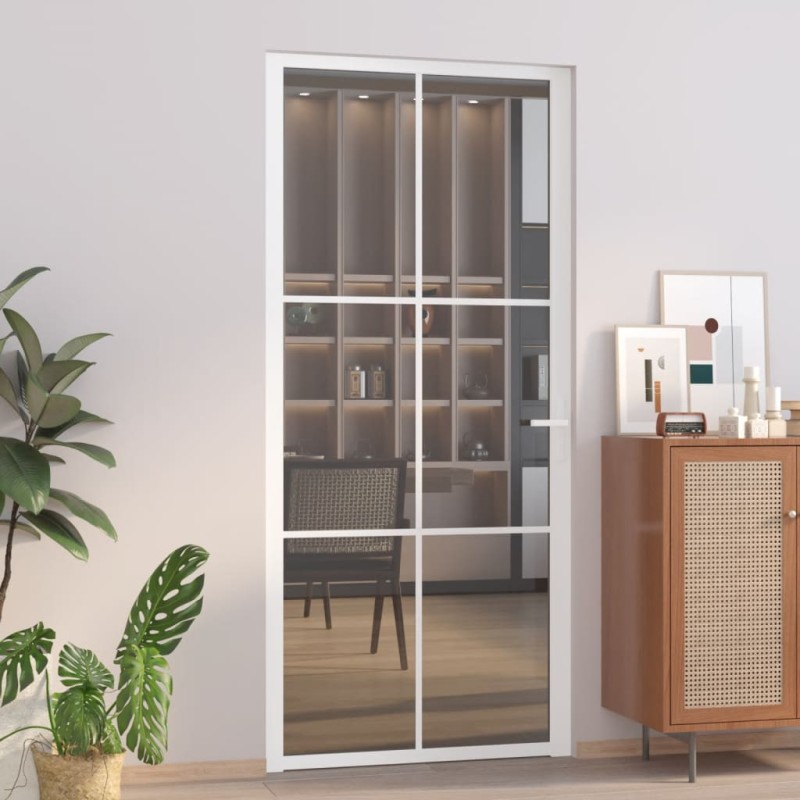 vidaXL Innentür 93x201,5 cm Weiß ESG-Glas und Aluminium vidaXL Innentür 93x201,5 cm Weiß ESG-Glas und Aluminium