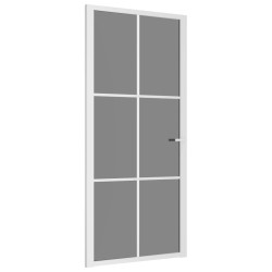 vidaXL Innentür 93x201,5 cm Weiß ESG-Glas und Aluminium
