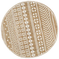 vidaXL Teppich Handgefertigt Jute mit weißem Aufdruck 90 cm