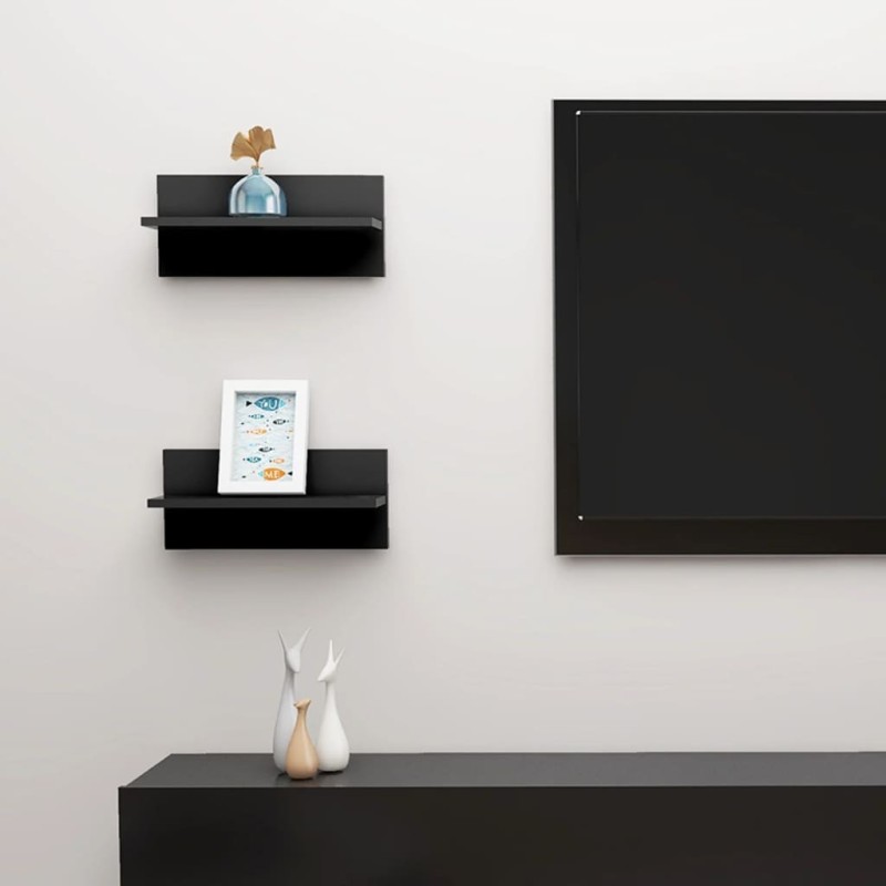 vidaXL Wandregale 2 Stk. Schwarz 40x11,5x18 cm Holzwerkstoff vidaXL Wandregale 2 Stk. Schwarz 40x11,5x18 cm Holzwerkstoff