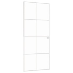 vidaXL Innentür Weiß 83x201,5 cm Hartglas & Aluminium Schlank