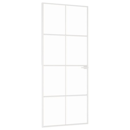 vidaXL Innentür Weiß 83x201,5 cm Hartglas & Aluminium Schlank