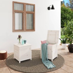 vidaXL Outdoor-Kissenbox Weiß 50x50x56 cm Massivholz Tanne
