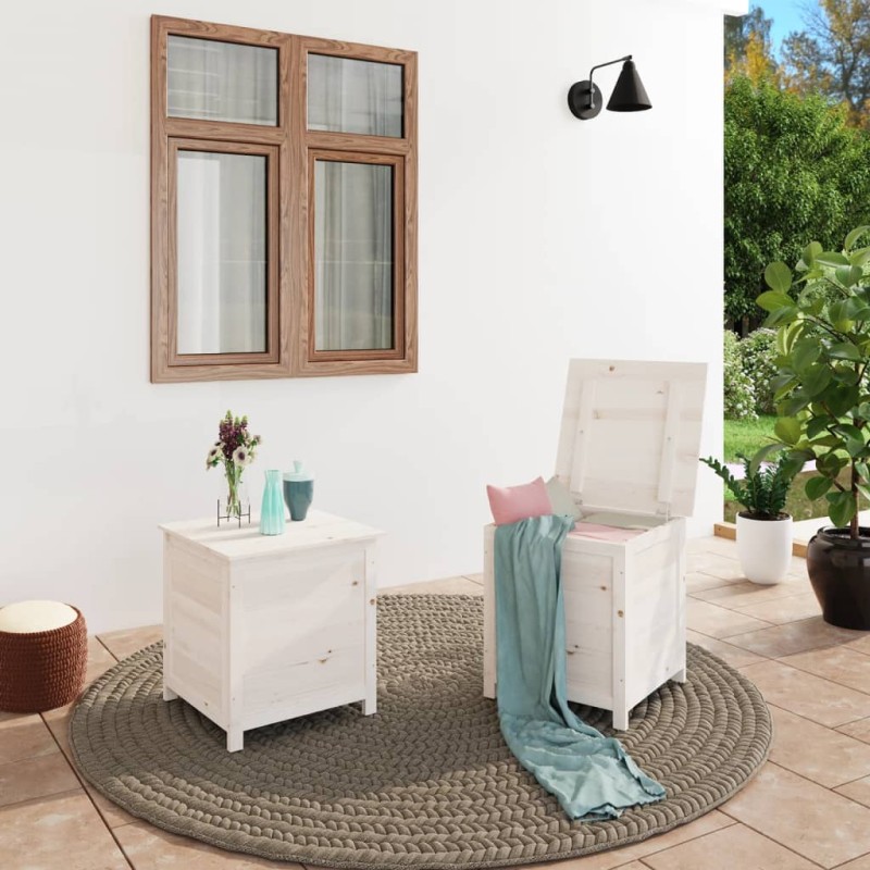 vidaXL Outdoor-Kissenbox Weiß 50x50x56 cm Massivholz Tanne vidaXL Outdoor-Kissenbox Weiß 50x50x56 cm Massivholz Tanne