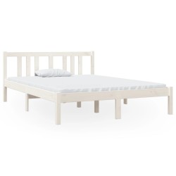 vidaXL Massivholzbett Weiß 135x190 cm