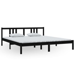 vidaXL Massivholzbett Schwarz 180x200 cm