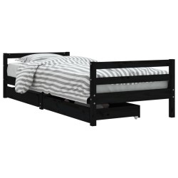 vidaXL Kinderbett mit Schubladen Schwarz 90x190 cm Massivholz Kiefer