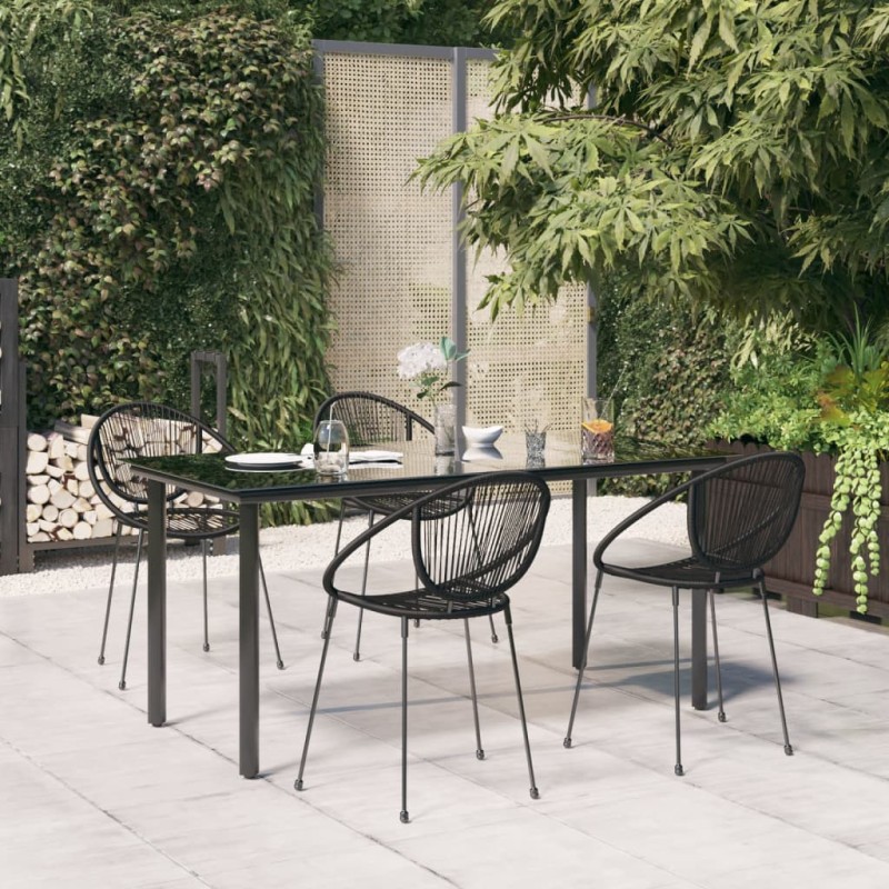 vidaXL 5-tlg. Garten-Essgruppe Schwarz PVC Rattan vidaXL 5-tlg. Garten-Essgruppe Schwarz PVC Rattan