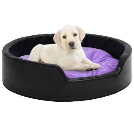 vidaXL Hundebett Schwarz-Violett 99x89x21 cm Plüsch und Kunstleder