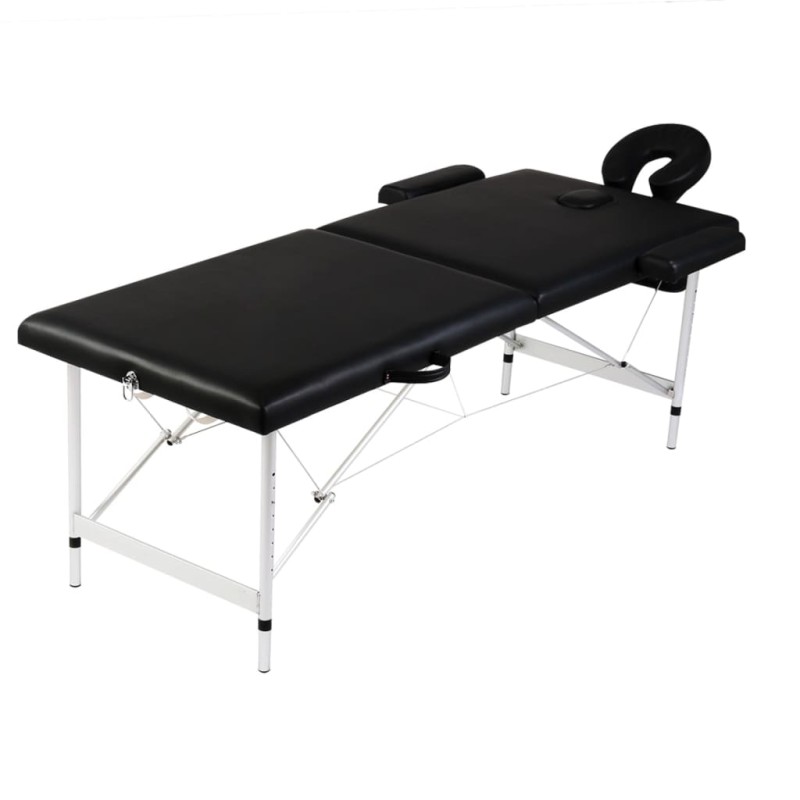 vidaXL Massageliege Klappbar 2-Zonen mit Aluminiumgestell Schwarz vidaXL Massageliege Klappbar 2-Zonen mit Aluminiumgestell Schwarz