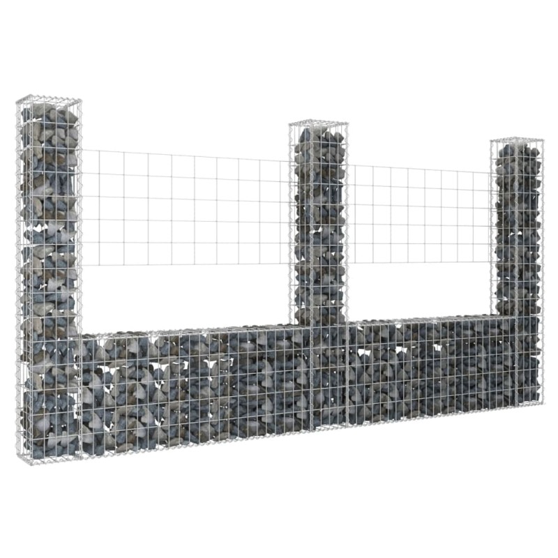 vidaXL Gabionenkorb U-Form mit 3 Säulen Eisen 260x20x150 cm vidaXL Gabionenkorb U-Form mit 3 Säulen Eisen 260x20x150 cm