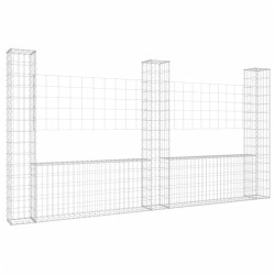vidaXL Gabionenkorb U-Form mit 3 Säulen Eisen 260x20x150 cm