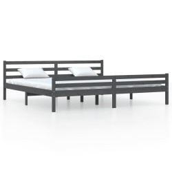 vidaXL Massivholzbett Grau 180x200 cm