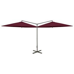 vidaXL Doppel-Sonnenschirm mit Stahlmast Bordeauxrot 600 cm