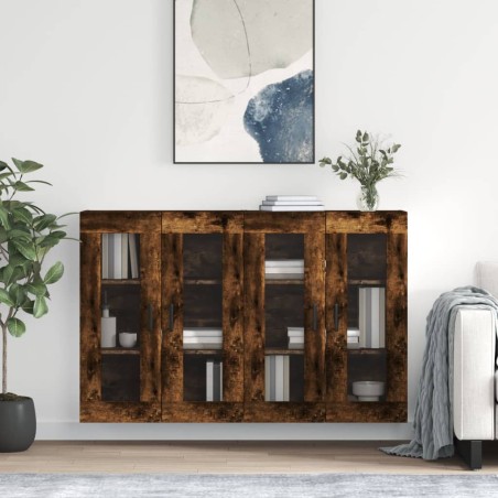 Wandschränke 2 Stk. Räuchereiche Holzwerkstoff