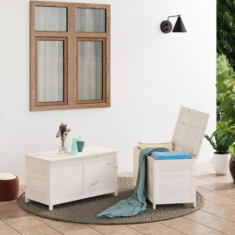 vidaXL Outdoor-Kissenbox Weiß 100x50x56 cm Massivholz Tanne vidaXL Outdoor-Kissenbox Weiß 100x50x56 cm Massivholz Tanne