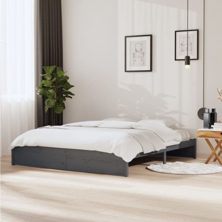 vidaXL Massivholzbett Grau 180x200 cm