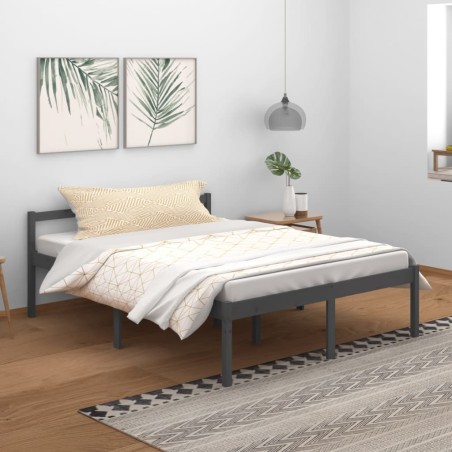 vidaXL Seniorenbett Grau 150x200 cm Massivholz Kiefer