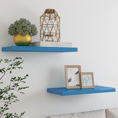 vidaXL Schweberegale 2 Stk. Blau 60x23,5x3,8cm MDF