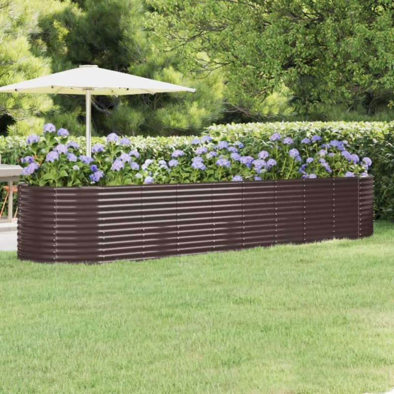 vidaXL Hochbeet Pulverbeschichteter Stahl 396x100x68 cm Braun vidaXL Hochbeet Pulverbeschichteter Stahl 396x100x68 cm Braun