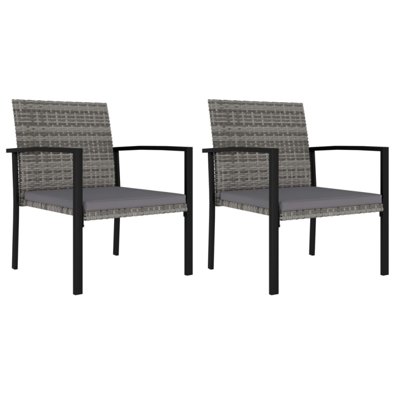 Garten-Essstühle 2 Stk. Poly Rattan Grau Garten-Essstühle 2 Stk. Poly Rattan Grau
