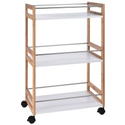 Excellent Houseware Küchenwagen 51×30×80 cm Bambus Beige Weiß   