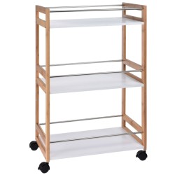 Excellent Houseware Küchenwagen 51×30×80 cm Bambus Beige Weiß   