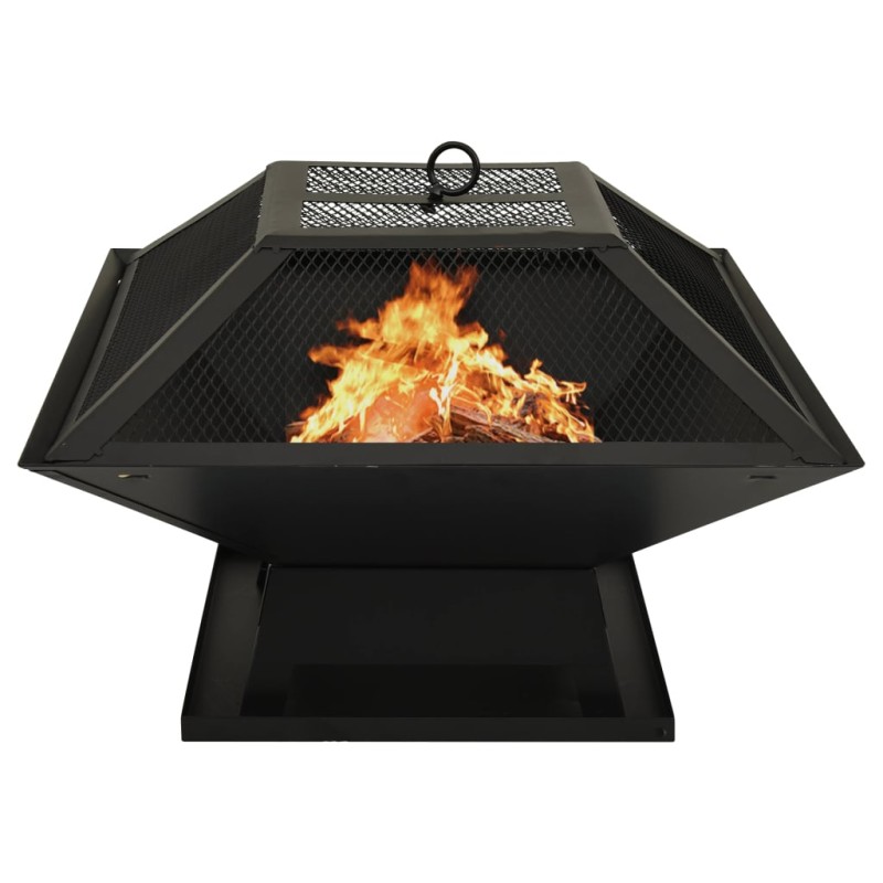 vidaXL 2in1 Feuerschale und Grill mit Schürhaken 46,5x46,5x37 cm Stahl vidaXL 2in1 Feuerschale und Grill mit Schürhaken 46,5x46,5x37 cm Stahl