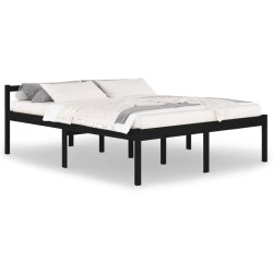 vidaXL Massivholzbett Schwarz Kiefer 160x200 cm