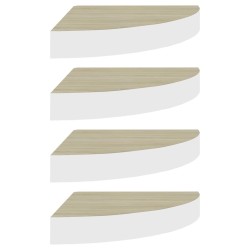 vidaXL Eck-Wandregal 4 Stk. Eiche und Weiß 35x35x3,8 cm MDF
