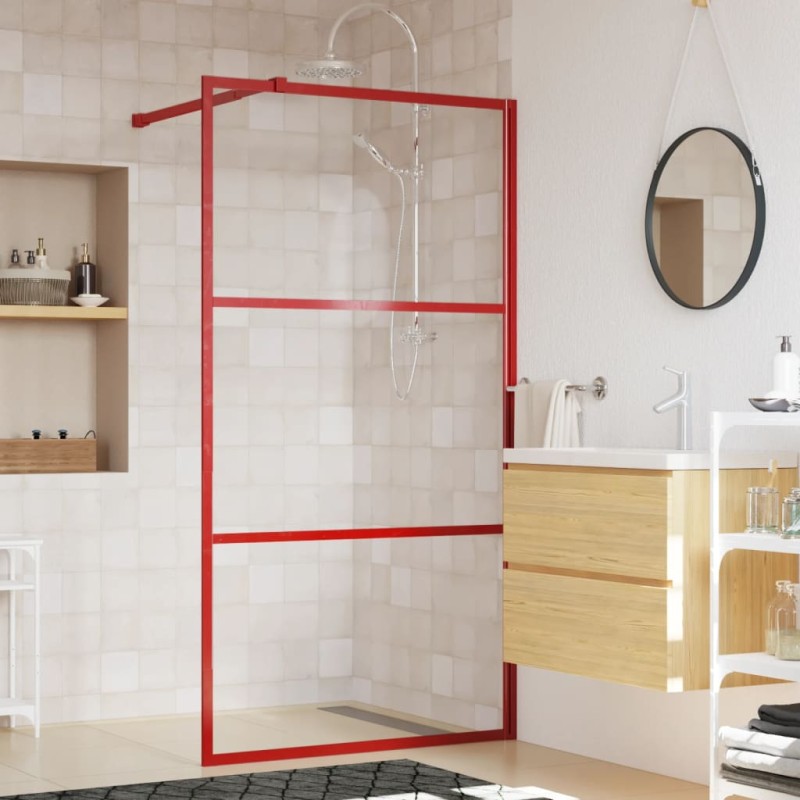vidaXL Duschwand für Begehbare Dusche mit ESG Klarglas Rot 115x195 cm vidaXL Duschwand für Begehbare Dusche mit ESG Klarglas Rot 115x195 cm