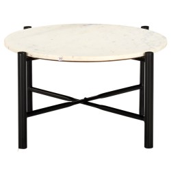 vidaXL Couchtisch Weiß 60×60×35 cm Echtstein in Marmoroptik