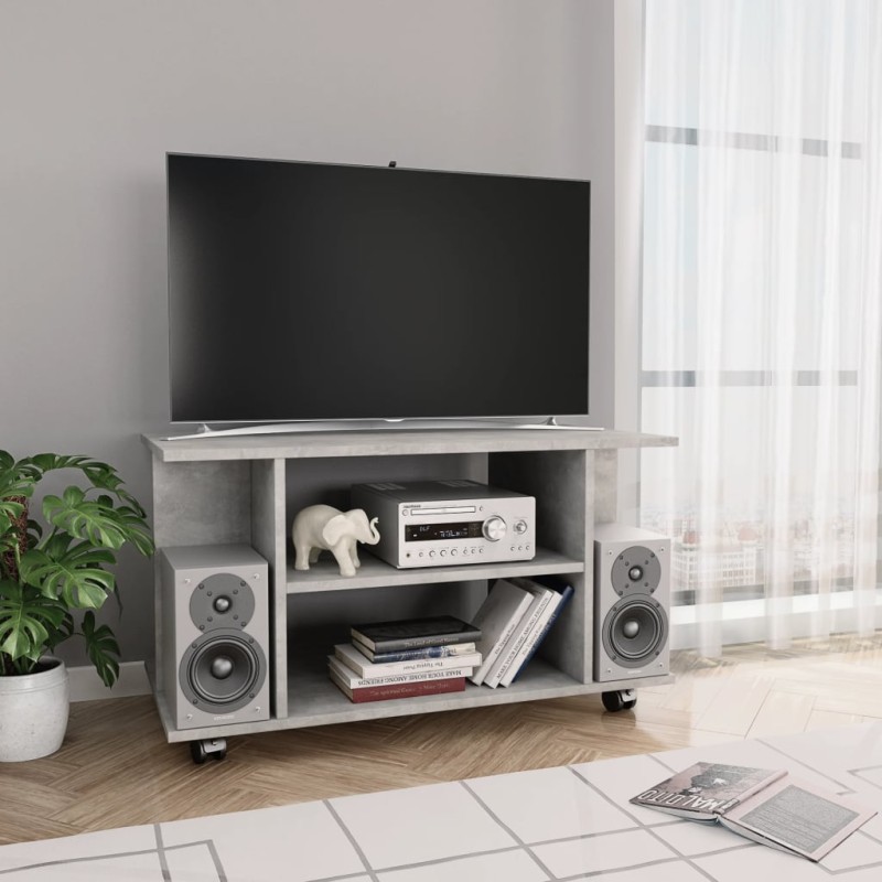 vidaXL TV-Schrank mit Rollen Betongrau 80x40x40 cm Holzwerkstoff vidaXL TV-Schrank mit Rollen Betongrau 80x40x40 cm Holzwerkstoff