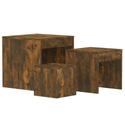 vidaXL Satztische 3 Stk. Räuchereiche Holzwerkstoff