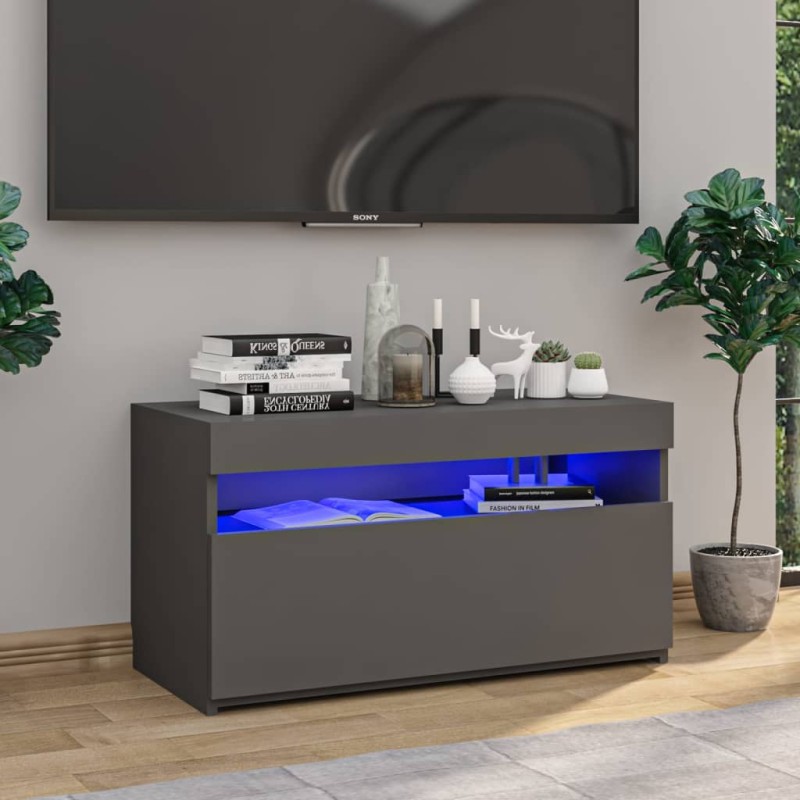 vidaXL TV-Schrank mit LED-Leuchten Grau 75x35x40 cm vidaXL TV-Schrank mit LED-Leuchten Grau 75x35x40 cm