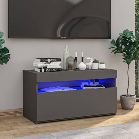 vidaXL TV-Schrank mit LED-Leuchten Grau 75x35x40 cm