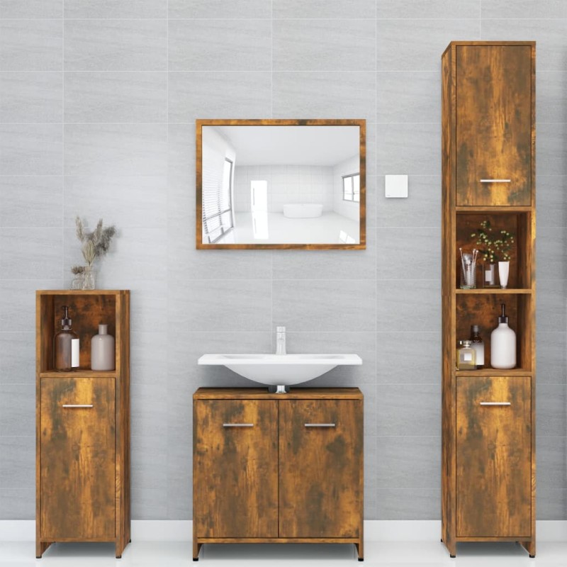 vidaXL Badezimmerschrank Räuchereiche 30x30x183,5 cm Holzwerkstoff vidaXL Badezimmerschrank Räuchereiche 30x30x183,5 cm Holzwerkstoff